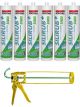 Soudal Silirub+ S8800 Silicone Sealant Dust Grey 310ml 6 Pack + Gun Kit