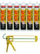 Soudal Fill & Paint Gap Filler Joint Sealant White 300ml 6 Pack + Gun Kit