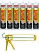 Soudal All Weather Flexible Gap Filler Sealant White 300ml 6 Pack + Gun Kit
