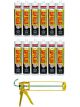 Soudal All Weather Flexible Gap Filler Sealant White 300ml 12 Pack + Gun Kit