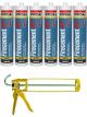 Soudal Firecement HT High Temperature Sealant Black 310ml 6 Pack + Gun Kit