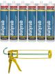 Soudal Butyrub Mastic Polybutene Sealant White 300ml 6 Pack + Gun Kit