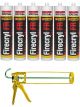 Soudal Firecryl Fire Resistant Plasto Elastic Sealant Grey 310ml 6 Pack + Gun Kit