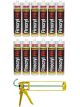 Soudal Firecryl Fire Resistant Plasto Elastic Sealant Grey 310ml 12 Pack + Gun Kit