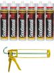 Soudal Soudaseal Fire Resistant Elastic Joint Adhesive Sealant Grey 290ml 6 Pack + Gun Kit
