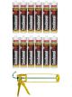 Soudal Soudaseal Fire Resistant Elastic Joint Adhesive Sealant Grey 290ml 12 Pack + Gun Kit