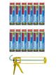 Soudal Purocol Express PU Construction Adhesive Translucent 310ml 12 Pack + Gun Kit