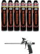 Soudal Soudafoam Fire Retardant PU Foam Hi Yield Gun Screw Top Pink 750ml 6 Pack + Gun Kit