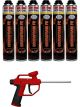 Soudal Soudafoam Fire Retardant PU Foam Hi Yield Gun Screw Top Pink 750ml 6 Pack + Gun Kit