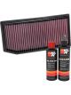 K&N Air Filter 33-3142 + Recharge Kit