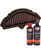 K&N Air Filter KA-1008R + Recharge Kit
