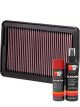 K&N Air Filter 33-2378 + Aerosol Recharge Kit