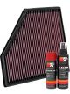K&N Air Filter 33-3051 + Aerosol Recharge Kit