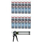 Soudal T-Rex Power Flexi Adhesive Sealant Bright White 290ml 12 Pack + Gun Kit