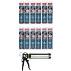 Soudal T-Rex Power Adhesive Sealant Crystal Clear 290ml 12 Pack + Gun Kit