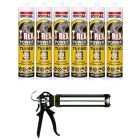 Soudal T-Rex Power Turbo Adhesive Sealant White 290ml 6 Pack + Gun Kit