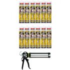 Soudal T-Rex Power Turbo Adhesive Sealant White 290ml 12 Pack + Gun Kit