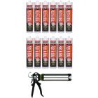 Soudal Multibond SMX25 Flex & Seal Sealant Black 290ml 12 Pack + Gun Kit