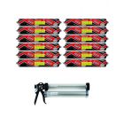 Soudal Multibond SMX25 Flex & Seal Sealant Dark Grey 600ml 12 Pack + Gun Kit