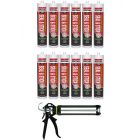 Soudal Multibond SMX50 Seal & Stick Polymer Sealant Black 290ml 12 Pack + Gun Kit