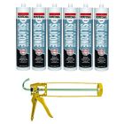 Soudal Roof & Gutter Silicone Sealant Translucent 300ml 6 Pack + Gun Kit