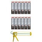 Soudal Roof & Gutter Silicone Sealant Grey 300ml 12 Pack + Gun Kit