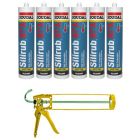 Soudal Silirub HT High Temperature Acetic Cure Silicone Sealant Black 310ml 6 Pack + Gun Kit