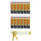Soudal All Weather Flexible Gap Filler Sealant White 300ml 12 Pack + Gun Kit