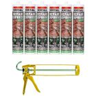 Soudal Repair Express Acrylic Polymer Based Cement Grey 290ml 6 Pack + Gun Kit