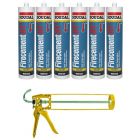Soudal Firecement HT High Temperature Sealant Black 310ml 6 Pack + Gun Kit