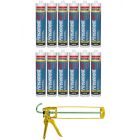 Soudal Firecement HT High Temperature Sealant Black 310ml 12 Pack + Gun Kit