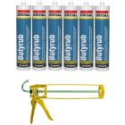 Soudal Butyrub Mastic Polybutene Sealant Black 300ml 6 Pack + Gun Kit