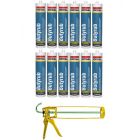 Soudal Butyrub Mastic Polybutene Sealant Black 300ml 12 Pack + Gun Kit
