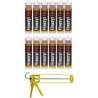 Soudal Firecryl Fire Resistant Plasto Elastic Sealant Grey 310ml 12 Pack + Gun Kit