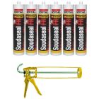 Soudal Soudaseal Fire Resistant Elastic Joint Adhesive Sealant Grey 290ml 6 Pack + Gun Kit