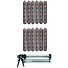 Soudal Soudaseal Fire Resistant Elastic Joint Adhesive Sealant Grey 600ml 12 Pack + Gun Kit