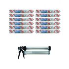 Soudal SMX 30 Plus 2 in 1 Polymer Elastic Adhesive Solvent Free Brown 600ml 12 Pack + Gun Kit