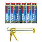 Soudal Purocol Express PU Construction Adhesive Translucent 310ml 6 Pack + Gun Kit