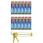 Soudal Purocol Express PU Construction Adhesive Translucent 310ml 12 Pack + Gun Kit