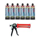 Soudal Soudafix VE400-SF Fast Curing Vinylester Grey 380ml 6 Pack + Gun Kit
