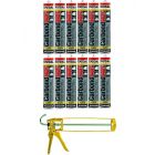 Soudal Carbond 940FC Polyurethane Adhesive Sealant Black 310ml 12 Pack + Gun Kit