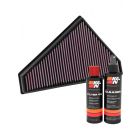K&N Air Filter 33-3021 + Recharge Kit
