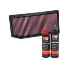 K&N Air Filter 33-3142 + Recharge Kit