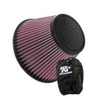 K&N Universal Clamp-On Air Filter RU-5138 + Filter Wrap