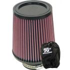 K&N Clamp-On Round Tapered Air Filter RU-4730 + Filter Wrap