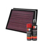 K&N Air Filter 33-2466 + Aerosol Recharge Kit