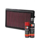 K&N Air Filter 33-2489 + Aerosol Recharge Kit
