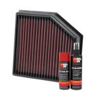 K&N Air Filter 33-2491 + Aerosol Recharge Kit