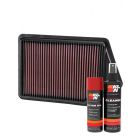 K&N Air Filter 33-2498 + Aerosol Recharge Kit