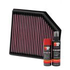 K&N Air Filter 33-2972 + Aerosol Recharge Kit